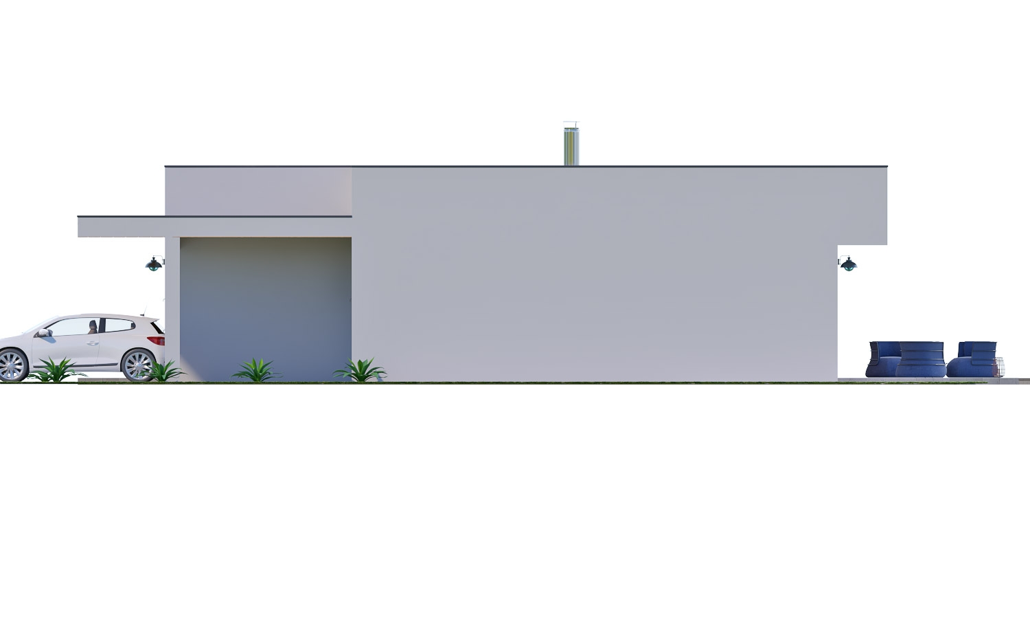 projekt moderného 4-izbového domu s plochou strechou